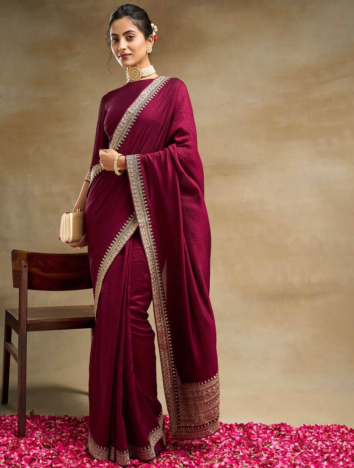 Embroidered Saree with unstitched blouse