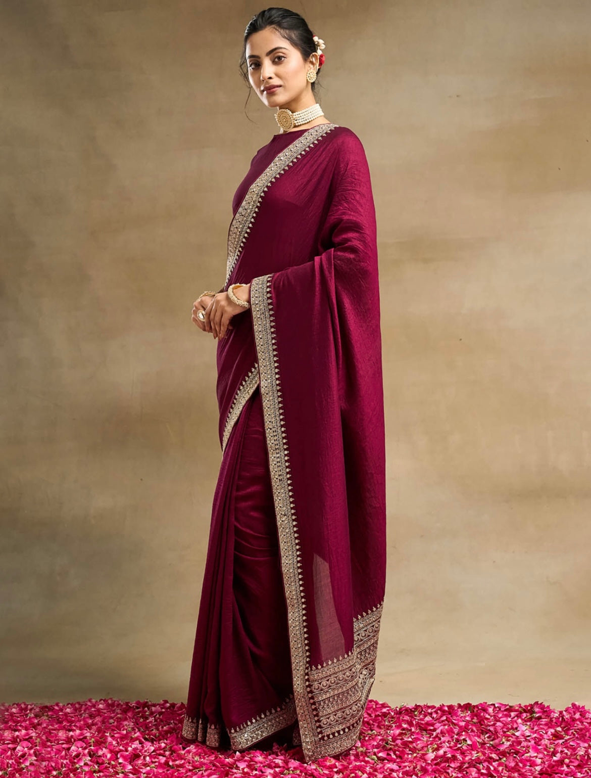 Embroidered Saree with unstitched blouse