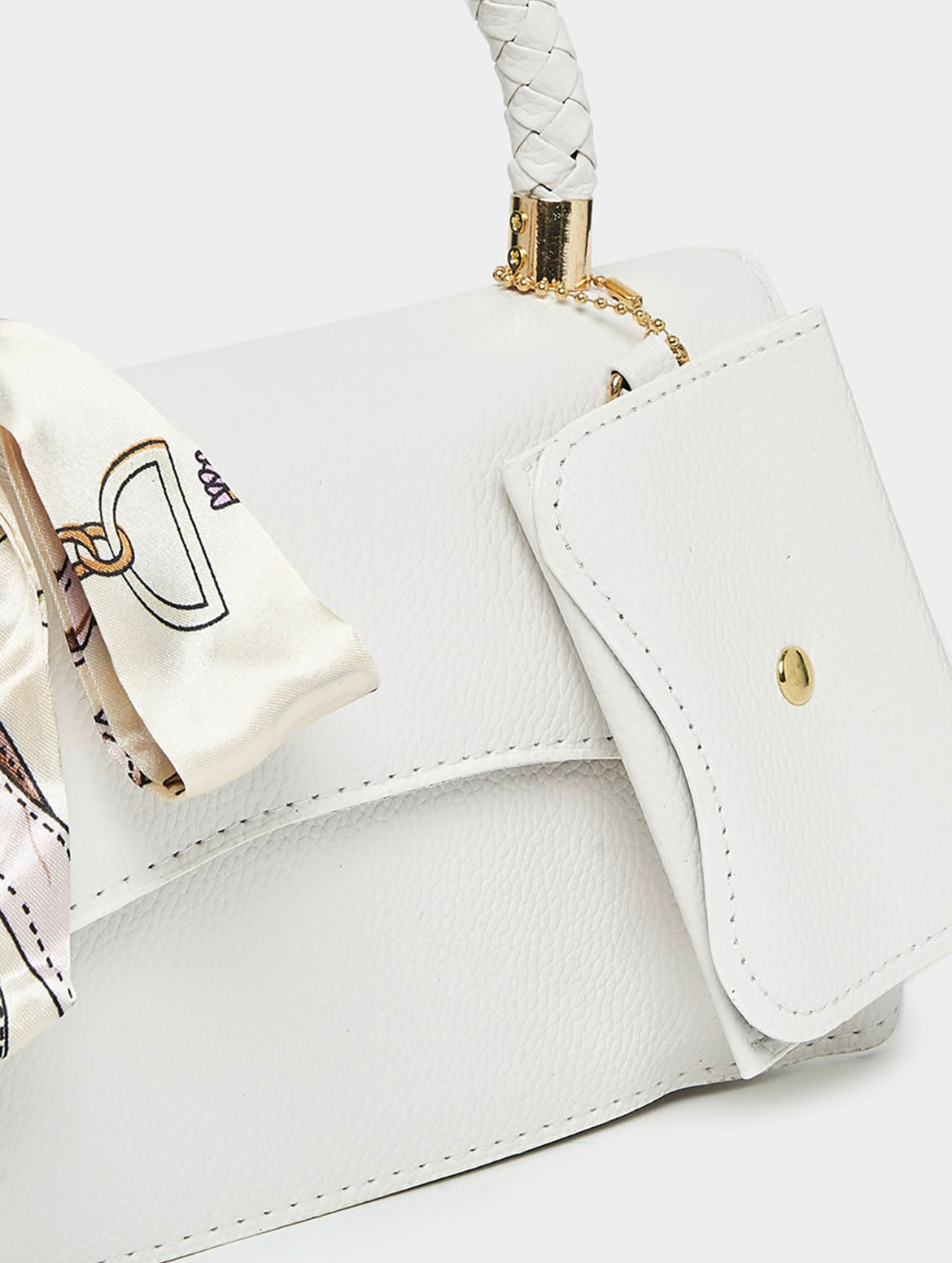 Metallic White Ribbon Design Sling bag