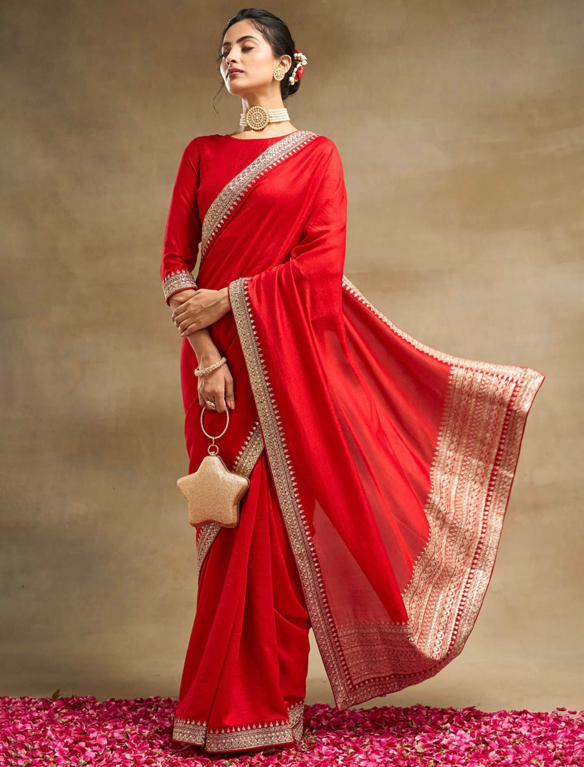 Embroidered Saree with unstitched blouse