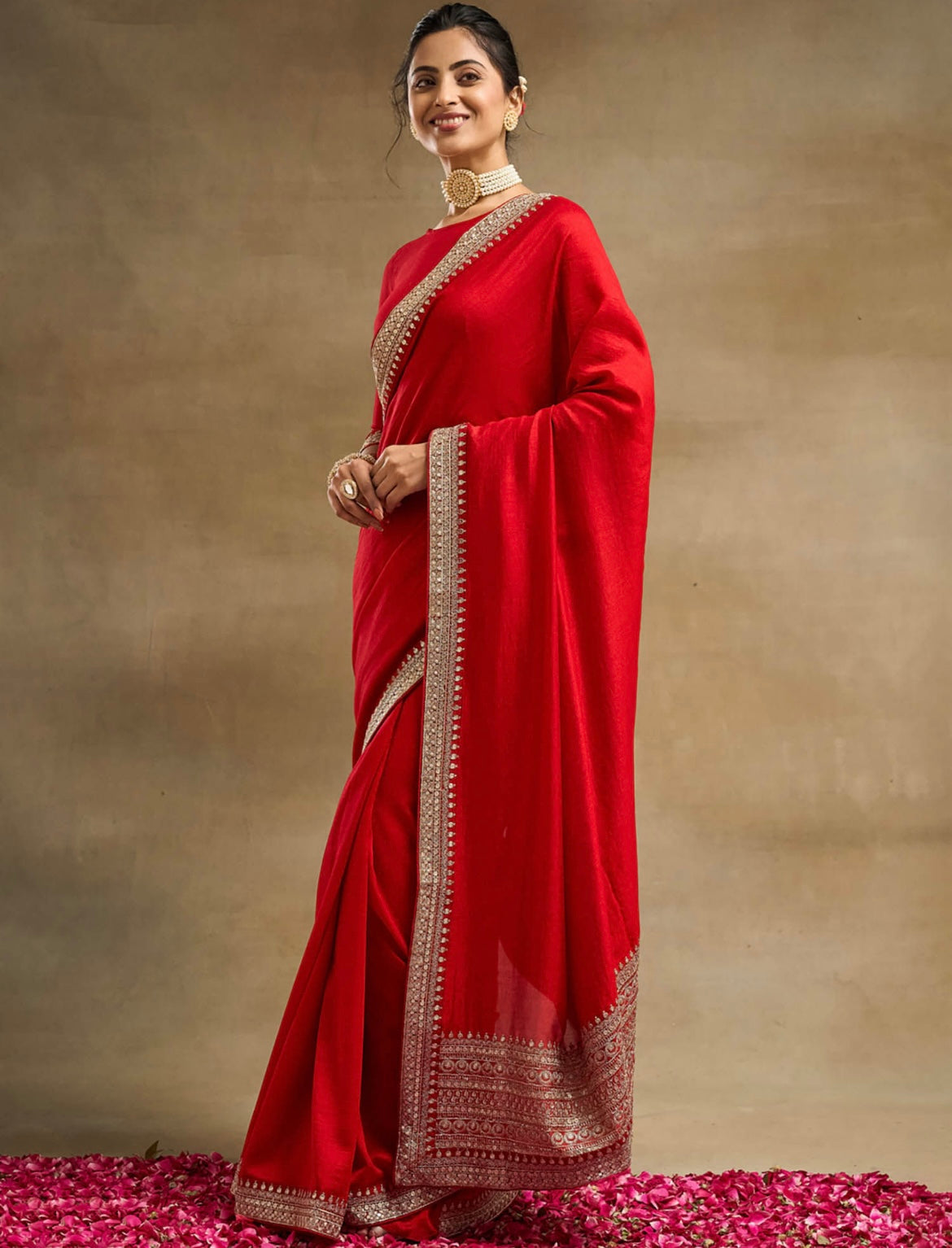 Embroidered Saree with unstitched blouse